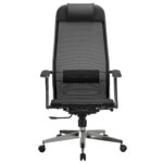 Кресло офисное МЕТТА "К-4-Т" хром, прочная сетка, сиденье и спинка регулируемые, черное — изображение 5