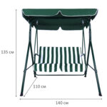 Качели садовые DASWERK (ДАСВЕРК) "RELAX SC-001", 2 места, Ш140хГ110хВ153 см, мягкое сиденье, зеленый/белый, 680050 — изображение 2