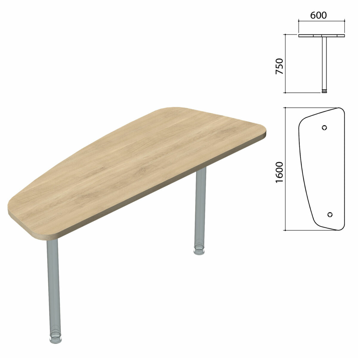 Стол приставной "Приоритет" (1600х600х750 мм), БЕЗ ОПОР (640411), кронберг, К-921, К-921 кронберг — изображение 1