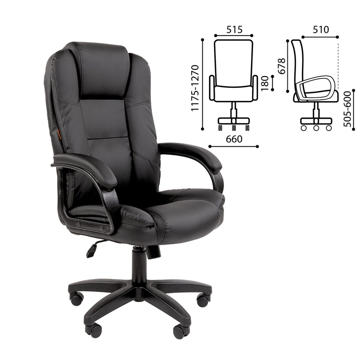 Кресло офисное Chairman CH 600 LT, экокожа, черное, 7158667 — изображение 2