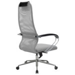 Кресло офисное МЕТТА "SU-B-8" хром, ткань-сетка, сиденье мягкое, светло-серое — изображение 8