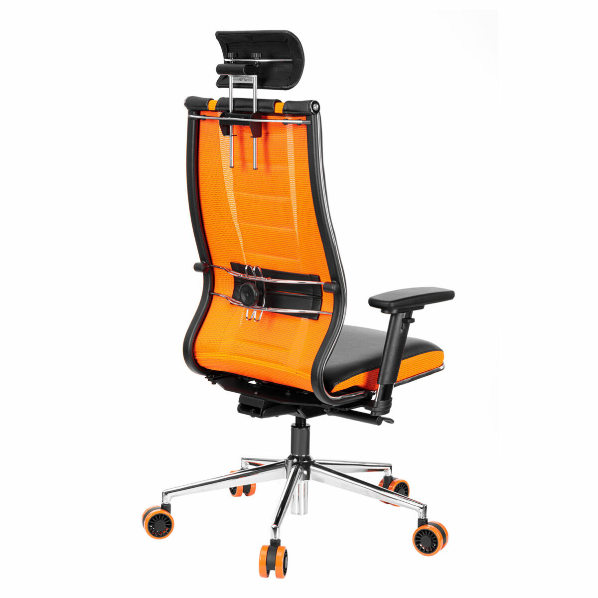 Кресло компьютерное МЕТТА "ErgoLife" 10 B2-160D, 2D-подголовник, экокожа/сетка, черное/оранжевое — изображение 7