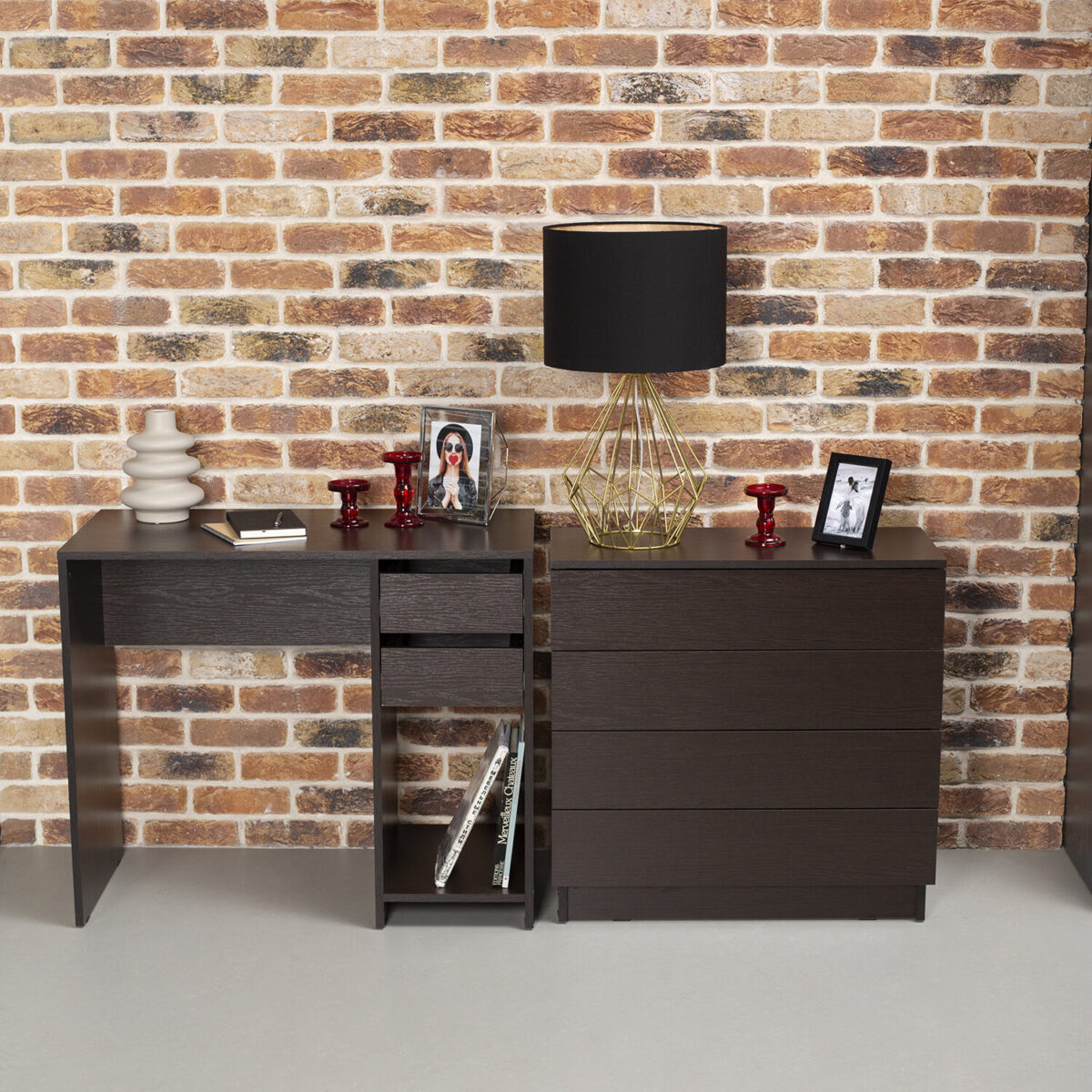 Стол письменный/компьютерный BRABIX "Scandi CD-017", 900х450х750 мм, 2 ящика, венге, 641896, ЦБ013706-3 — изображение 7