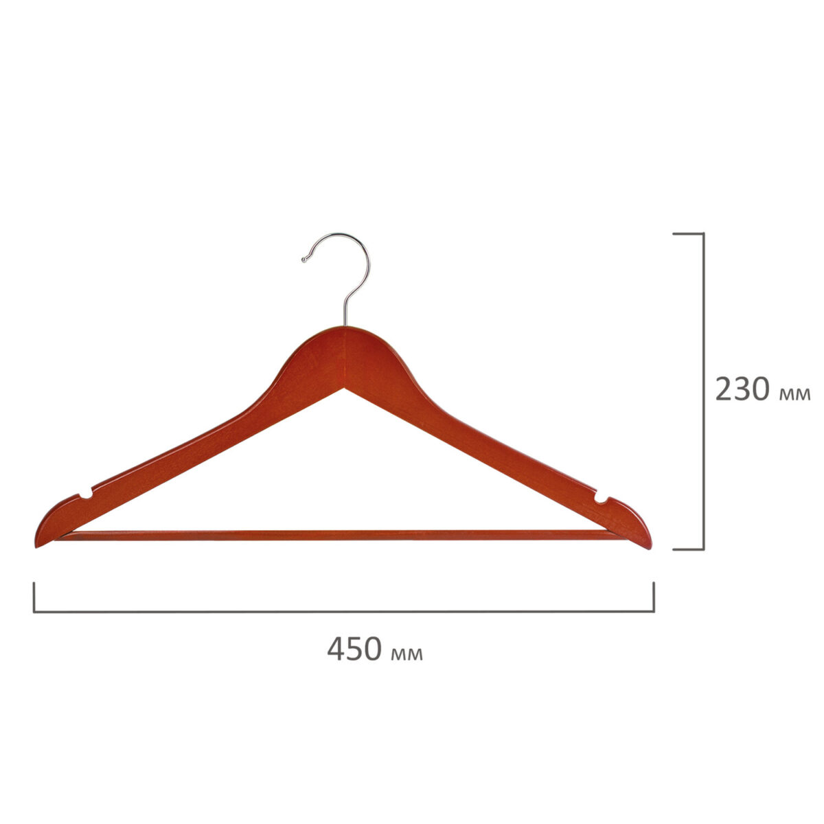 Вешалки-плечики, размер 48-50, КОМПЛЕКТ 5 шт., дерево, перекладина, цвет вишня, BRABIX "Стандарт", 601161 — изображение 3