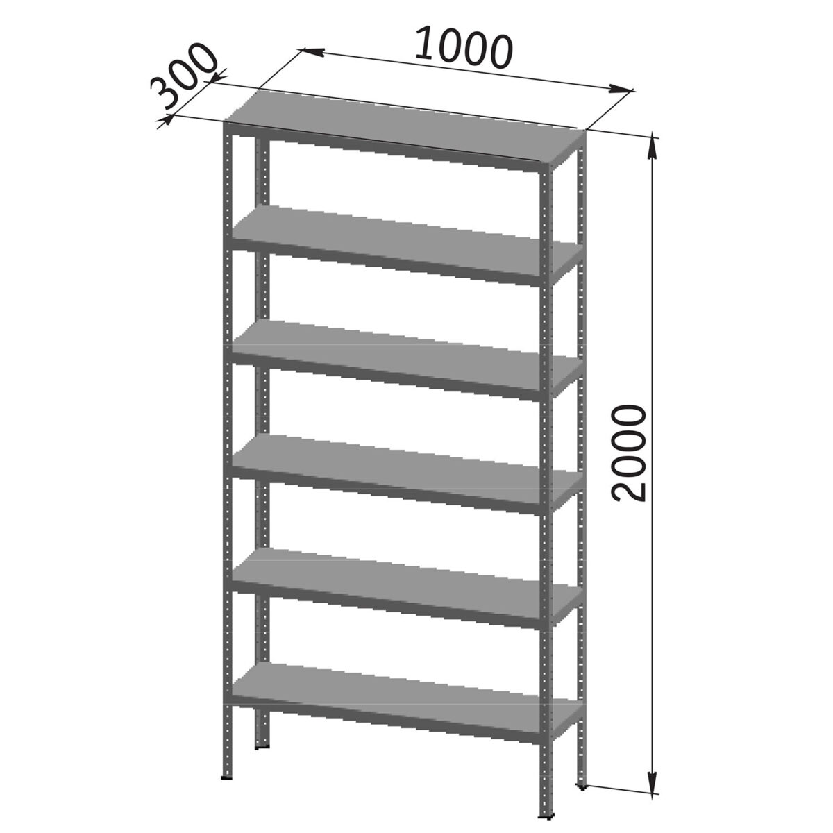 Стеллаж металлический "УНИВЕРСАЛ", 2000х1000х300 мм, УСИЛЕННЫЕ СТОЙКИ, 6 полок, регулируемые опоры, 290144 — изображение 4