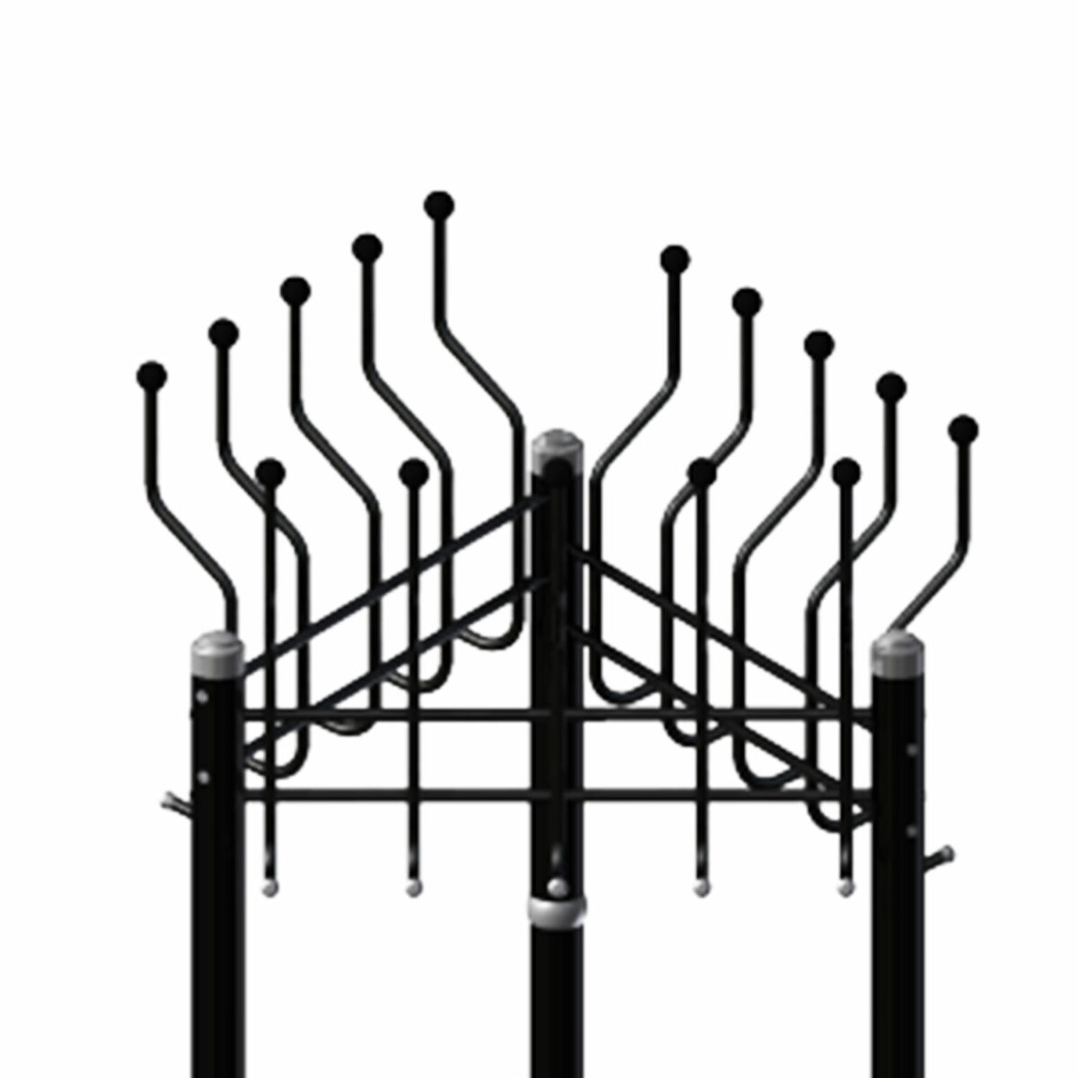 Вешалка на колесах на 15 крючков с держателем для зонтов "Гардикс-3К", металл, черная — изображение 2