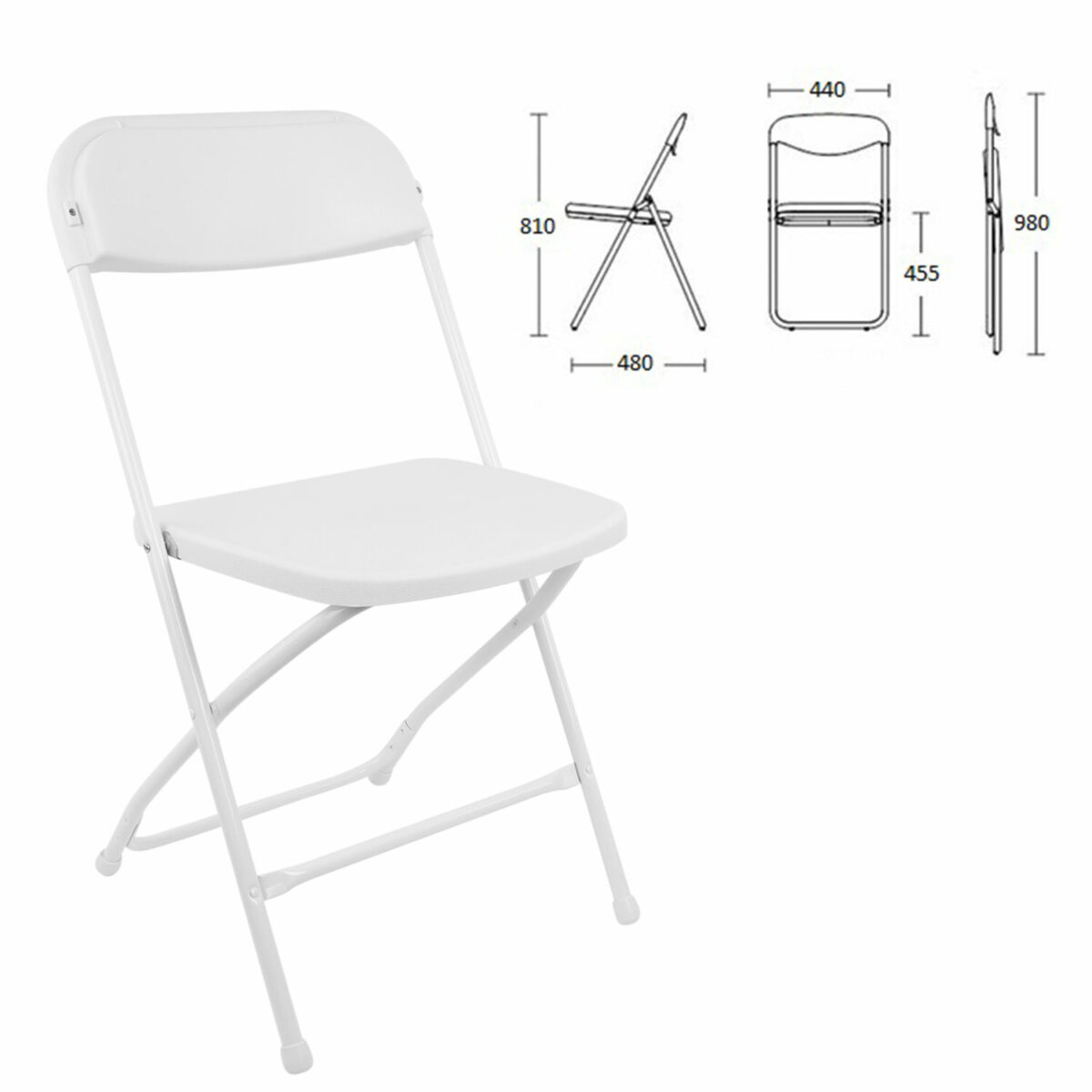 Стул складной BRABIX "Golf CF-002", белый каркас, пластик белый, 532887 — изображение 3