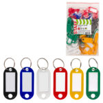 Бирки для ключей КОМПЛЕКТ 100 шт., длина 50 мм, инфо-окно 30х15 мм, АССОРТИ, STAFF, 237493