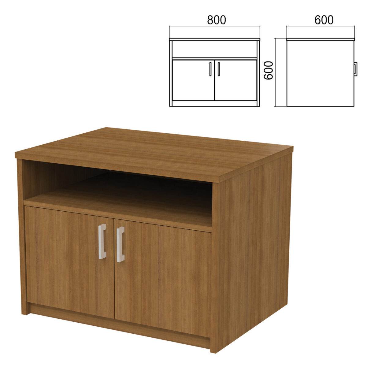 Тумба для оргтехники "Арго", 800х600х600 мм, полка, орех — изображение 1
