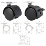 Колеса (ролики) для мебели, пластиковые d 35 мм, КОМПЛЕКТ 4 шт., черные, в пакете, WBZ (ВБЗ), 533090 — изображение 5