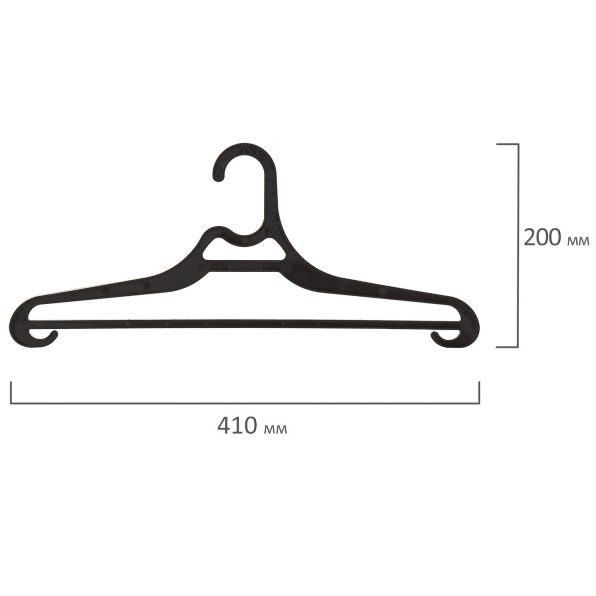 Вешалка-плечики р.46-48, пластик, плоская, перекладина, крючки для бретелей, черная, BRABIX, 601654 — изображение 6