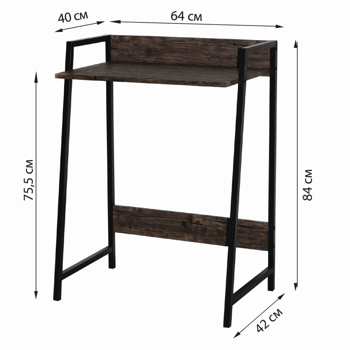 Стол на металлокаркасе BRABIX "LOFT CD-003", 640х420х840 мм, цвет морёный дуб, 641215 — изображение 5