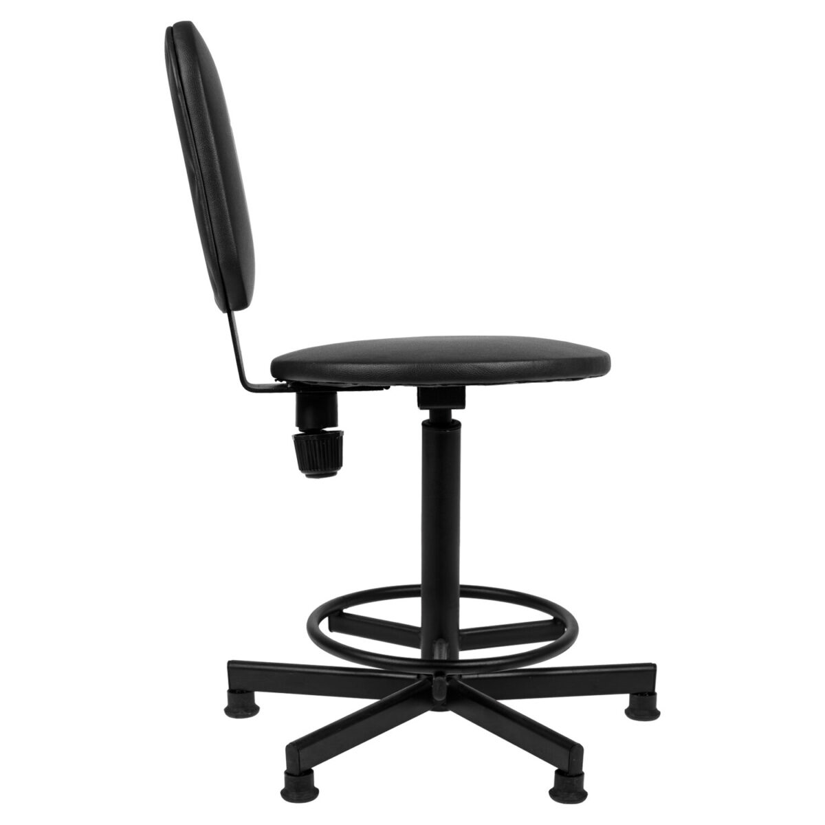 Стул кресло кассира, ресепшен РС37, на винте, без подлокотников, кожзам, черное — изображение 3