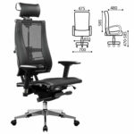 Кресло МЕТТА "YOGA" Y 4DT B2-14D, адаптивная спинка, 3D-подголовник, сверхпрочная сетка, черное — изображение 2