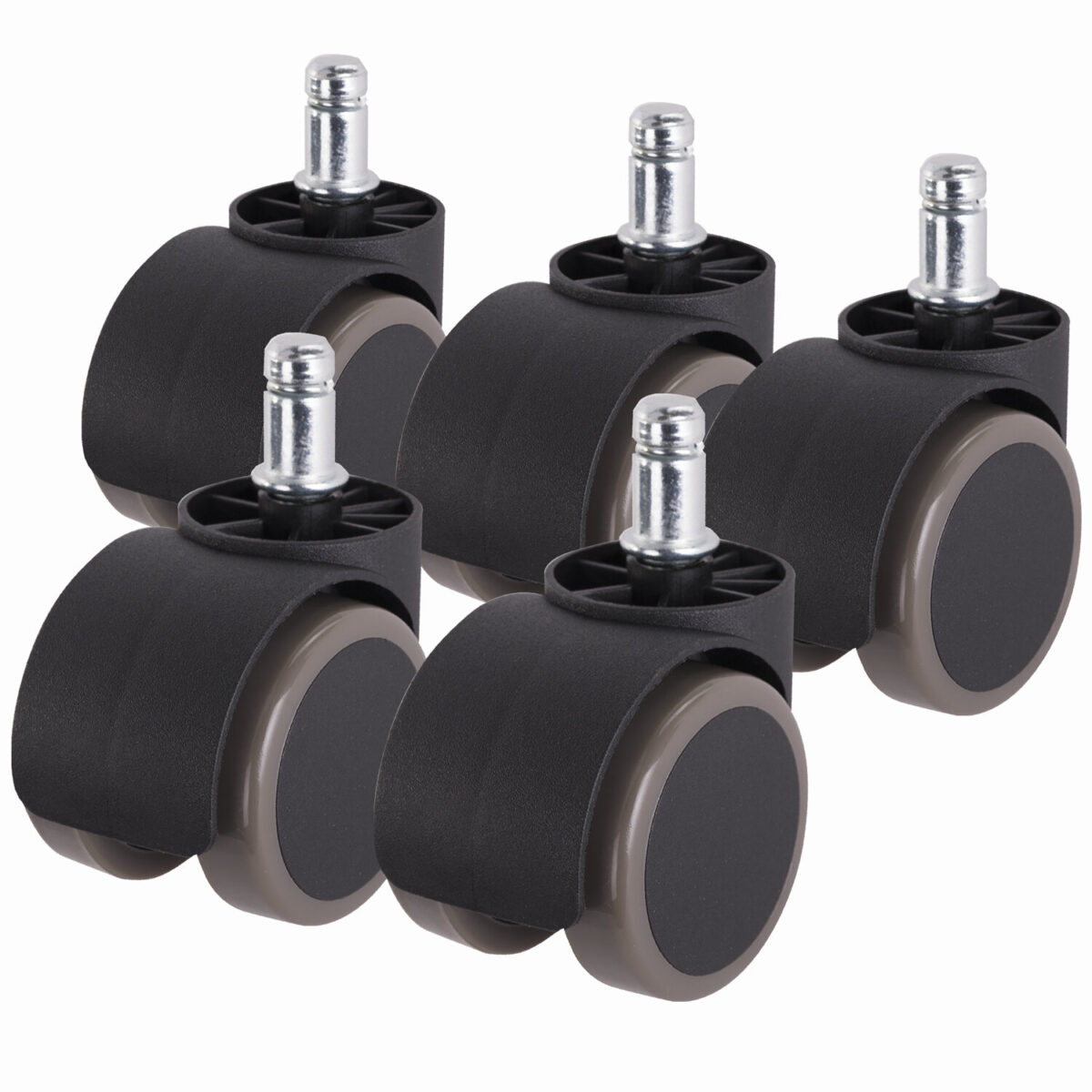 Колеса (ролики) для кресла, комплект 5 шт., прорезиненные, шток d - 11 мм, цвет черный — изображение 5