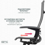 Кресло офисное МЕТТА "К-7-Т" хром, прочная сетка, сиденье и спинка регулируемые, черное — изображение 20