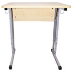 Стол-парта 1-местный, регулируемый угол, "Умник", 600х500х520-640 мм, рост 2-4, серый каркас, ЛДСП клён — изображение 3