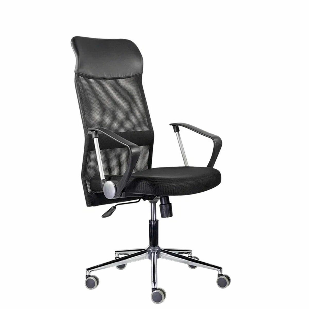 Кресло "Директ Лайт" МС-040, высокая спинка, с подлокотниками, хром, черное — изображение 2