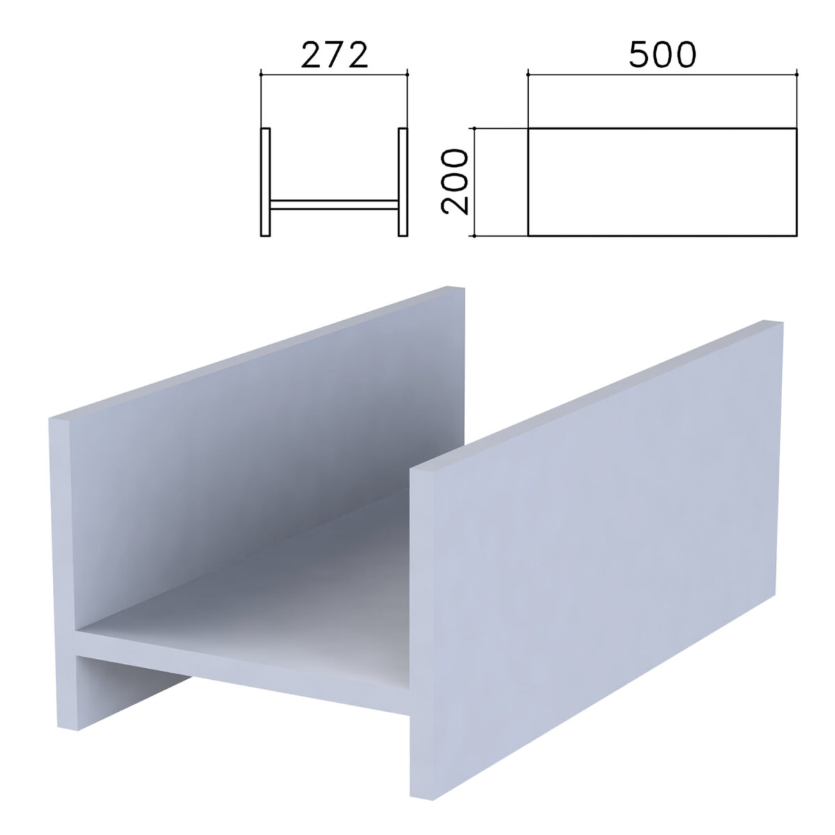 Подставка под системный блок "Бюджет", 272х500х200 мм, серая, 402669-030 — изображение 1