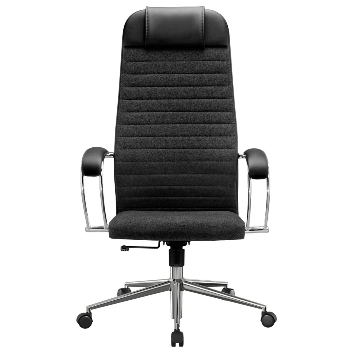 Кресло офисное МЕТТА "К-27" хром, ткань, сиденье и спинка мягкие, черное — изображение 8