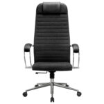 Кресло офисное МЕТТА "К-27" хром, ткань, сиденье и спинка мягкие, черное — изображение 8