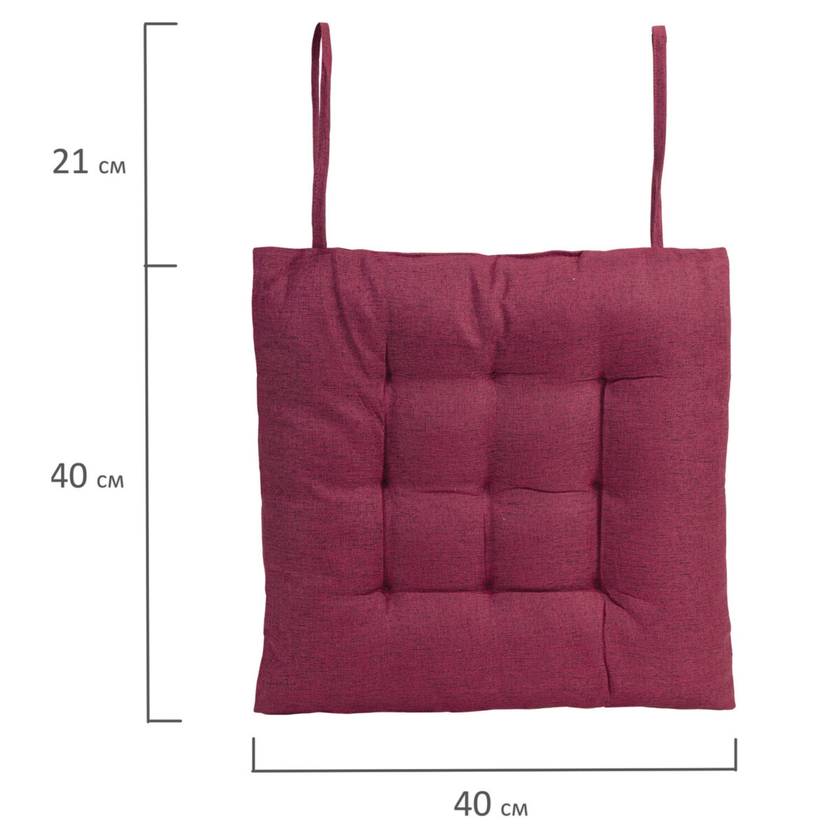 Подушка на стул "РОГОЖКА", 40x40 см, полиэстер, бордовая, PRIMILA (ПРИМИЛА) LUX, 700502 — изображение 5