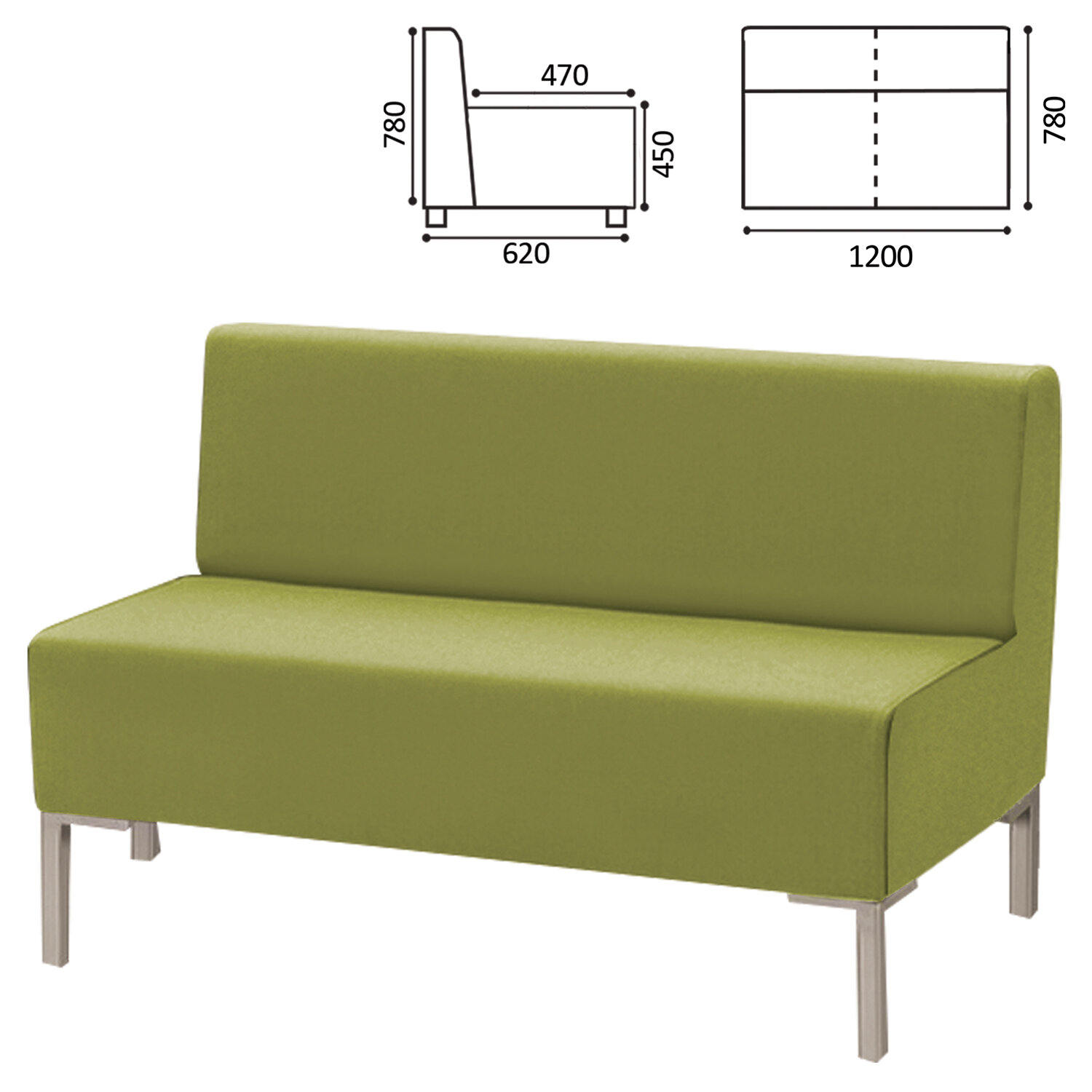 2f6e7fca639802216c89ce5b19c891eb_xl Диван мягкий двухместный "Хост" М-43, 1200х620х780 мм, без подлокотников, экокожа, светло-зеленый — изображение 1