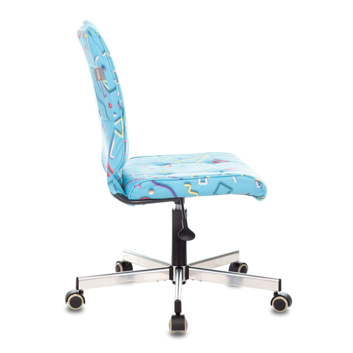 Кресло CH-330M, без подлокотников, пятилучие серебристое, ткань, голубое с рисунком, 1624532 — изображение 4