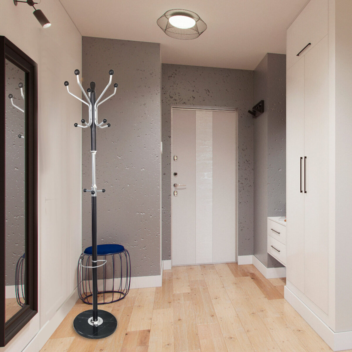 Вешалка-стойка BRABIX "CR-870" на мраморном диске, металл, 5+3 крючка, цвет коричневый, 606436 — изображение 7