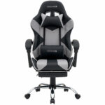 Кресло компьютерное CROMEX (КРОМЕКС) "Wave GM-145", вибромассаж, подножка, подушки, экокожа, черное/серое, 532956 — изображение 4