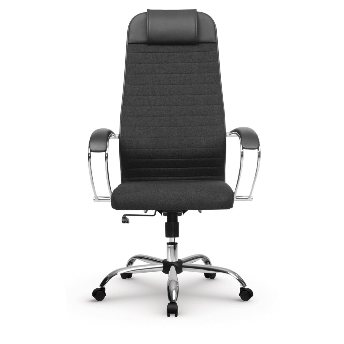 Кресло офисное МЕТТА "К-27" хром, ткань, сиденье и спинка мягкие, черное — изображение 7