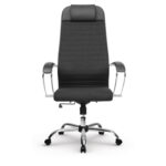 Кресло офисное МЕТТА "К-27" хром, ткань, сиденье и спинка мягкие, черное — изображение 7