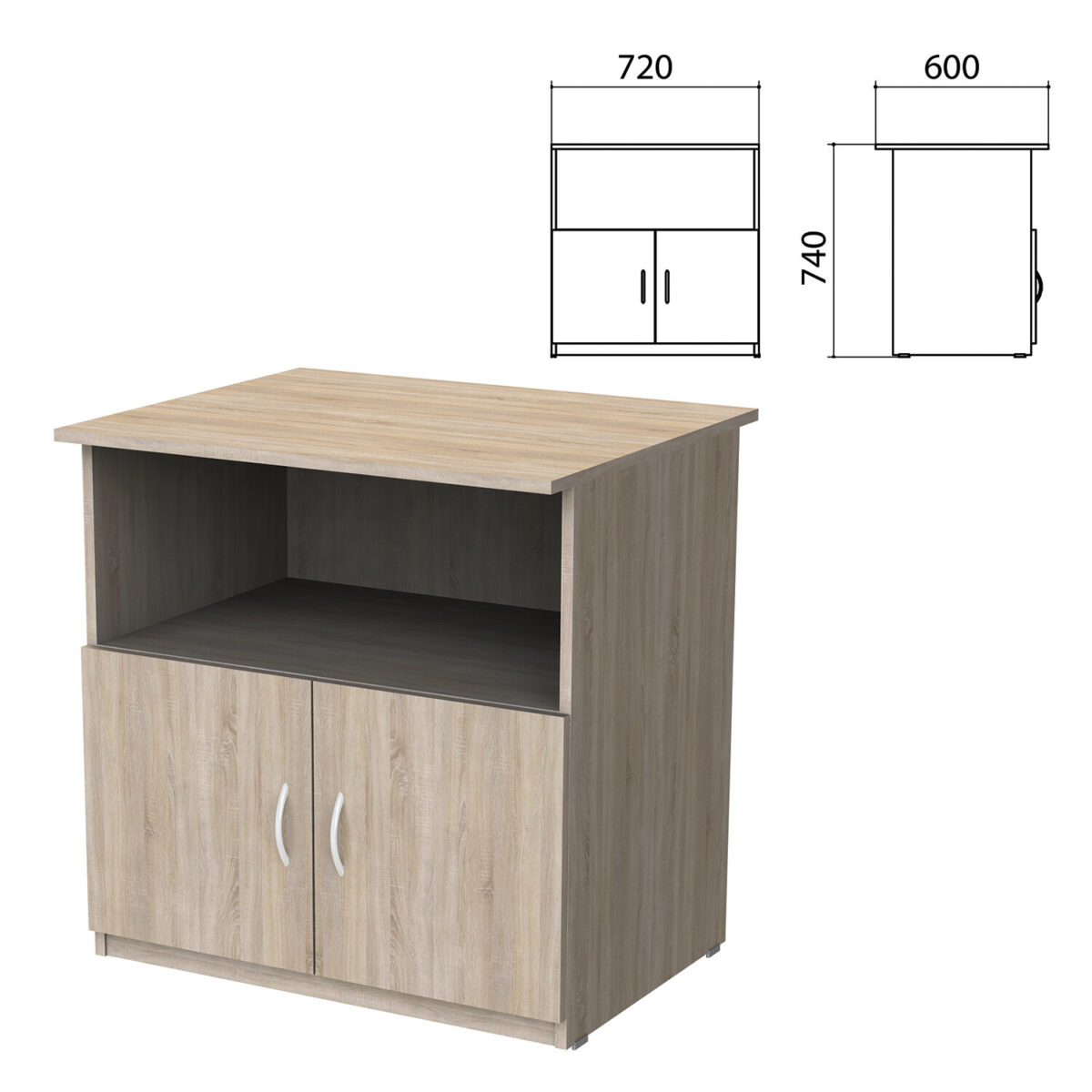 Тумба для оргтехники "Бюджет", 720х600х740 мм, 2 двери, дуб сонома, 402658-091 — изображение 1