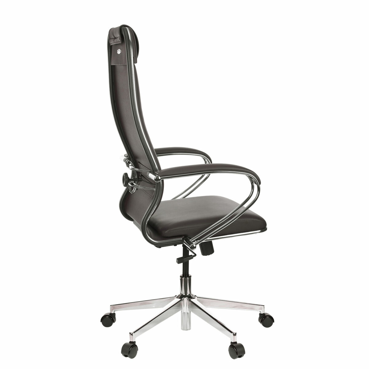 Кресло офисное МЕТТА "К-29" хром, экокожа, сиденье и спинка мягкие, темно-коричневое — изображение 6