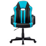 Кресло компьютерное BRABIX "Stripe GM-202", экокожа, черное/голубое, 532509 — изображение 5