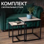 Стол журнальный "Терса", 490х490х560/390х390х460 мм, КОМПЛЕКТ 2 шт., металл/ЛДСП ясень шимо светлый — изображение 4