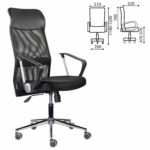 Кресло "Директ Лайт" МС-040, высокая спинка, с подлокотниками, хром, черное