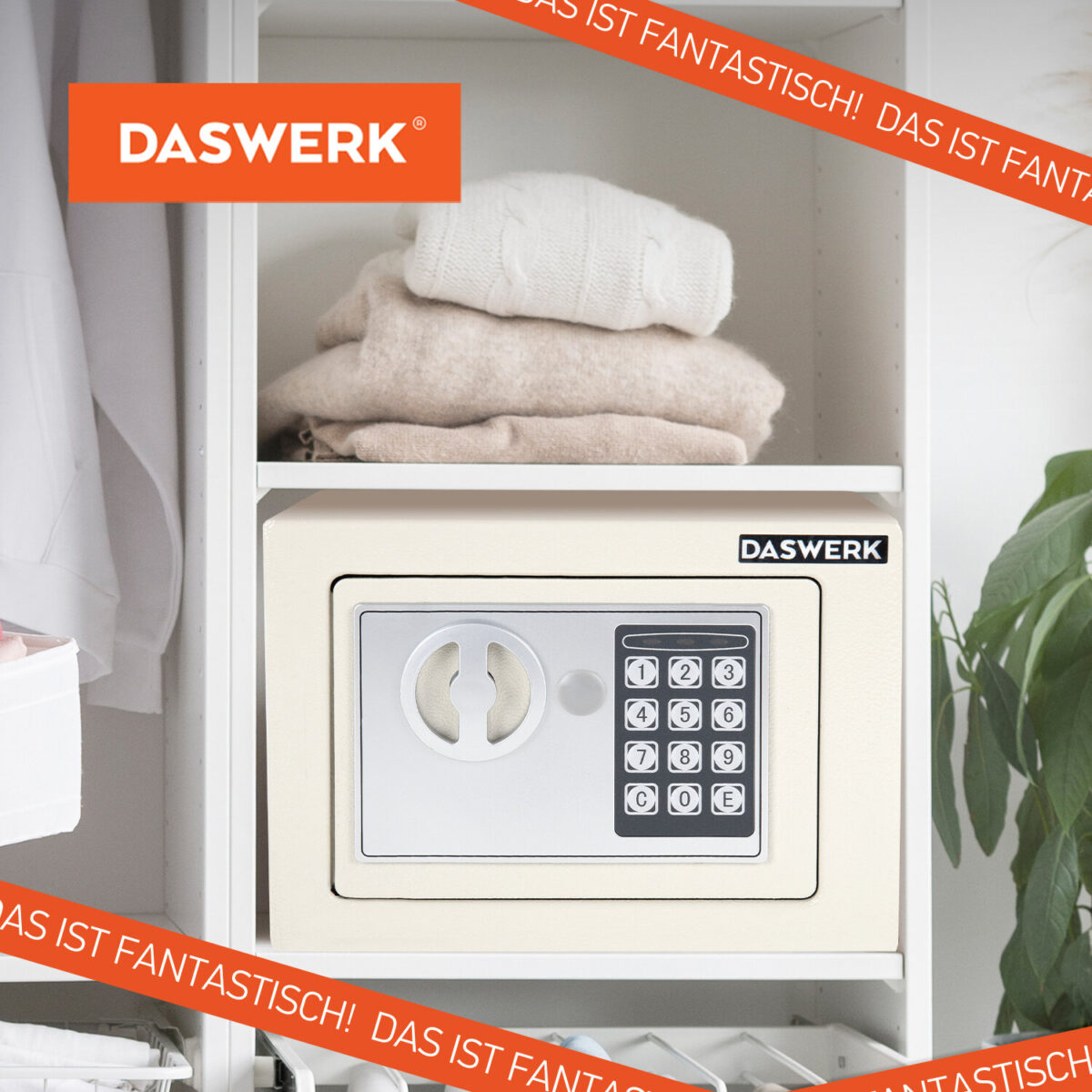 Сейф мебельный DASWERK (ДАСВЕРК) SC-170EL (170х230х170 мм), электронный замок, бежевый, 291340 — изображение 19
