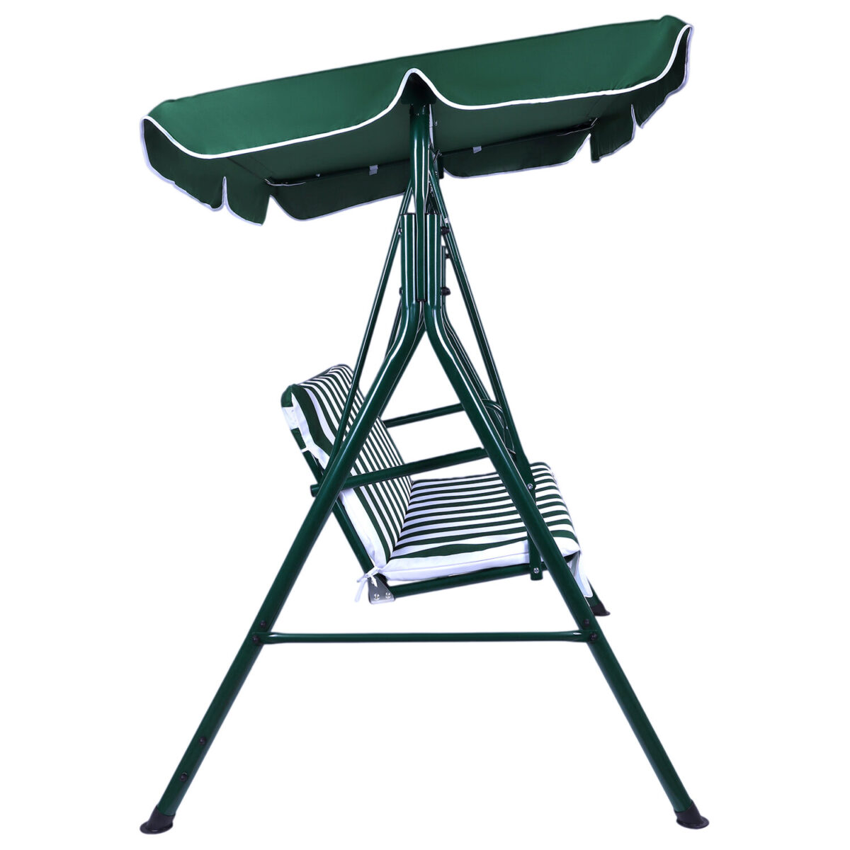Качели садовые DASWERK (ДАСВЕРК) "RELAX SC-001", 2 места, Ш140хГ110хВ153 см, мягкое сиденье, зеленый/белый, 680050 — изображение 4