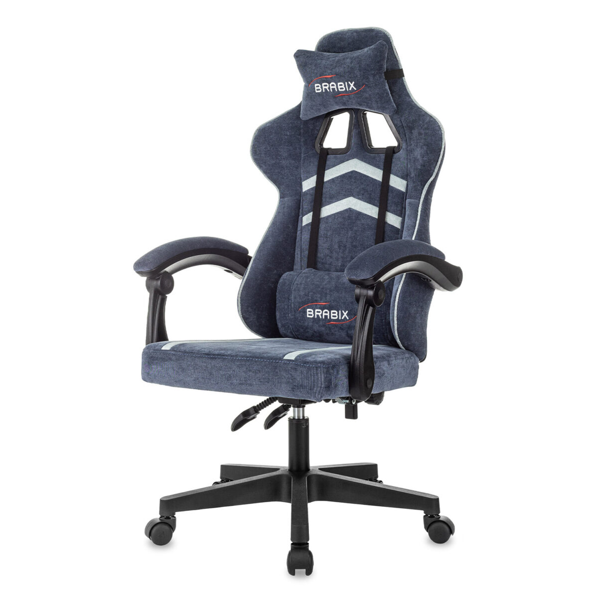 Кресло компьютерное BRABIX "Shooter GM-123", 2 подушки, ткань, синее/серое, 533212 — изображение 4