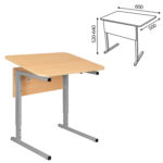 Стол-парта 1-местный, регулируемый угол, СУТ.54-01, 600х500х520-640 мм, рост 2-4, серый каркас, ЛДСП клён — изображение 5