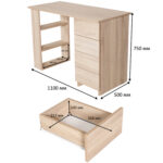 Стол письменный/компьютерный BRABIX "Scandi CD-016", 1100х500х750 мм, 4 ящика, дуб сонома, 641892, ЦБ013707-2 — изображение 11