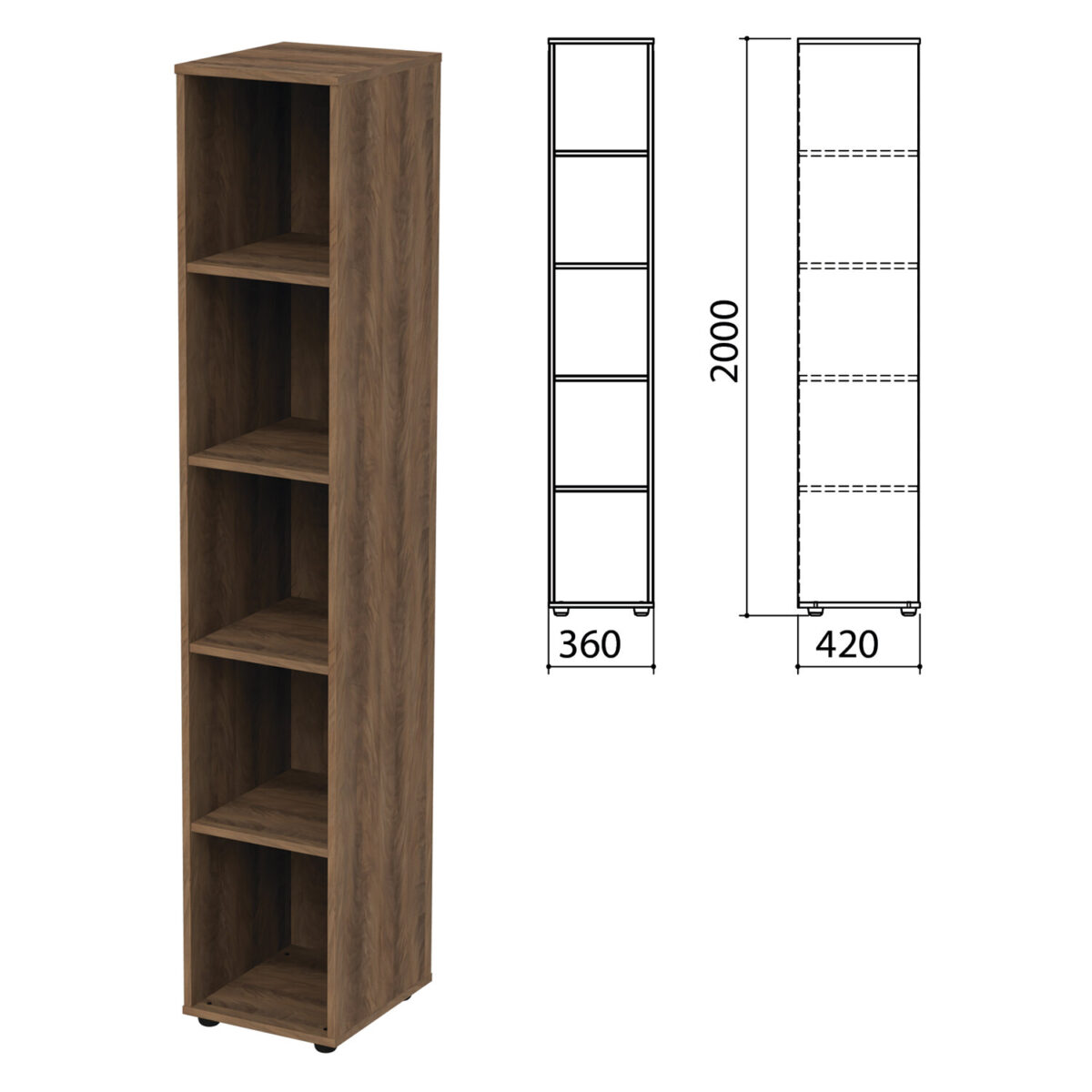 Шкаф (стеллаж) "Приоритет", 360х420х2000 мм, 4 полки, лагос, К-932, К-932 лагос — изображение 1