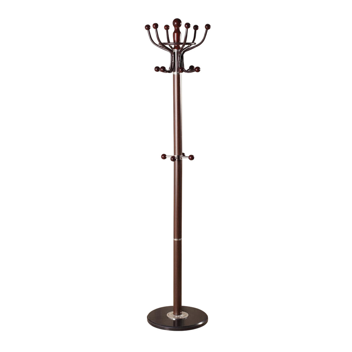 Вешалка-стойка BRABIX "CR-282", металл/мрамор, 1,8 м, на диске диаметром 36 см, 6 крючков + 4 дополнительных, коричневая, 601745 — изображение 1