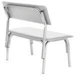 Банкетка со спинкой "Астрид", 1200х450х800 мм, каркас светло-серый, кожзам светло-серый — изображение 3