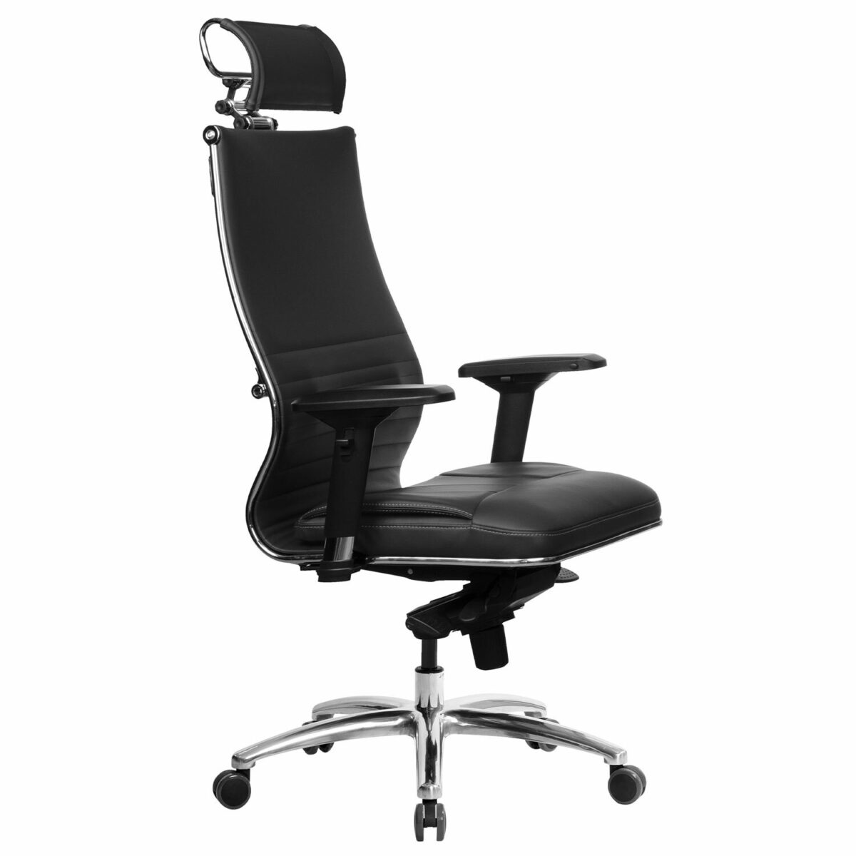 Кресло офисное МЕТТА "SAMURAI" KL-3, с подголовником, экокожа, черное — изображение 4