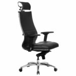 Кресло офисное МЕТТА "SAMURAI" KL-3, с подголовником, экокожа, черное — изображение 4