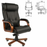 Кресло из натуральной кожи CH 653, дерево, черное, 7001203 — изображение 2