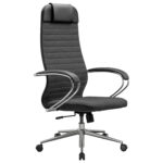 Кресло офисное МЕТТА "К-27" хром, ткань, сиденье и спинка мягкие, серое — изображение 4