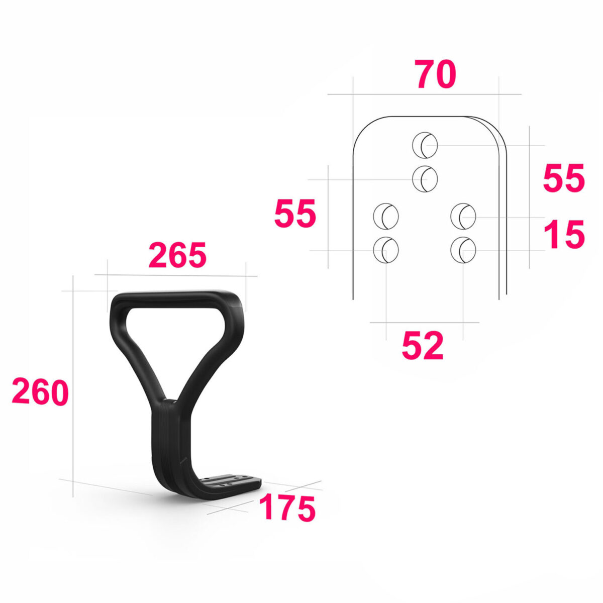 Подлокотник "Самба" для кресла "Престиж", пластиковый, черный — изображение 2